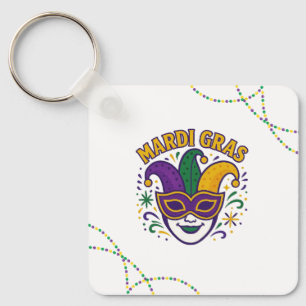 Traditional Mari Gras colored mask Keychain