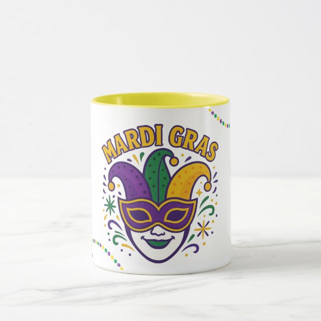 Traditional Mari Gras colored mask Mug (Center)