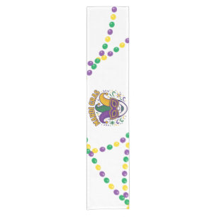 Traditional Mari Gras colored mask Short Table Runner