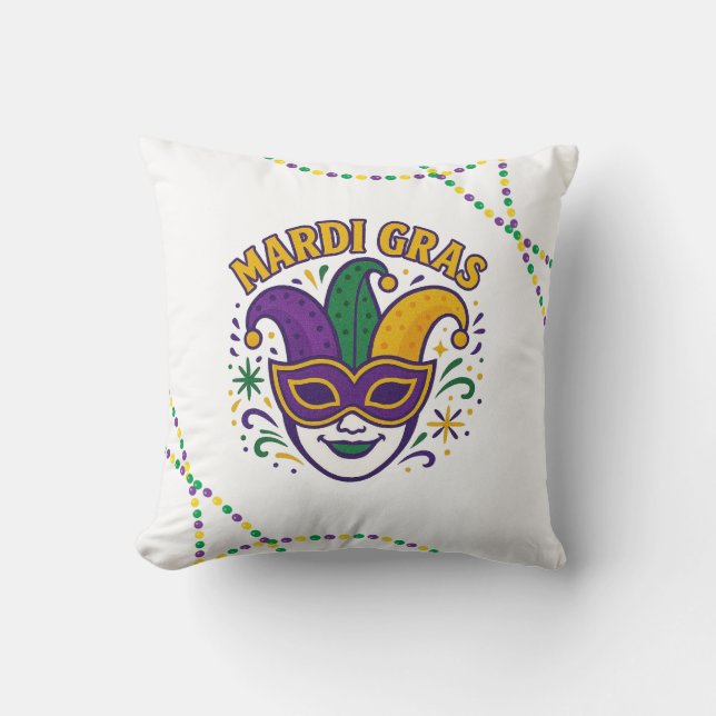 Traditional Mari Gras colored mask Throw Pillow (Front)