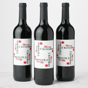 Traditional Merry Christmas and Hanging Ornament Wine Label