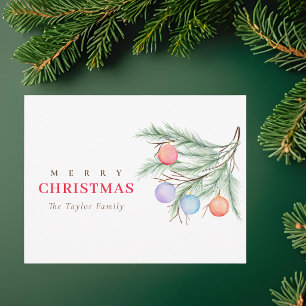Traditional Merry Christmas Modern Rustic Elegant Holiday Postcard