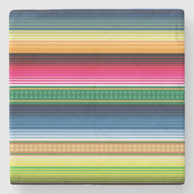Traditional Mexican Blanket Serape Stone Coaster (Front)
