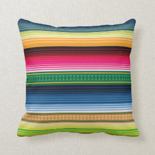 Traditional Mexican Blanket Serape Throw Pillow
