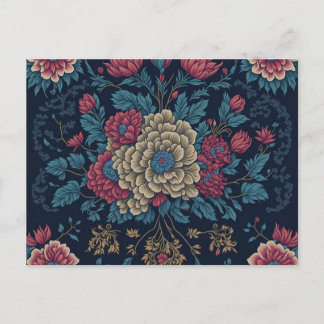 Traditional Mexican Embroidery Pattern Postcard