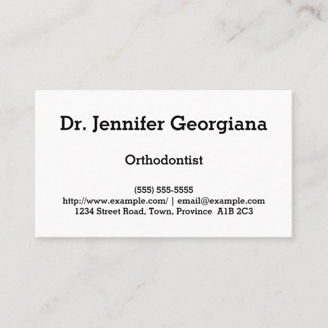 Traditional & Minimal Orthodontist Business Card (Front)
