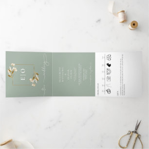 Traditional Modern Classic Earthy Wedding Tri-Fold Invitation