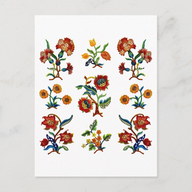Traditional Monmouth Jacobean Embroidery Postcard (Front)
