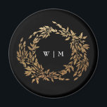 Traditional Monogram Black Crest Classic Wedding Magnet<br><div class="desc">onyx tuxedo black traditional Monogram Crest Classic Elegant Wedding _____________________________ ***this design is part of a collection*** Experience the charm of timeless elegance with my formal Traditional Monogram Wreath Classic and Elegant Wedding Collection. This collection features personalized monogrammed designs with an intricately woven wreath and frame, encapsulating the essence of...</div>