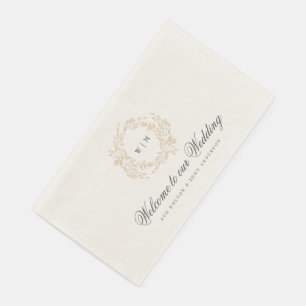 traditional Monogram Blush Crest Elegant Wedding Napkin