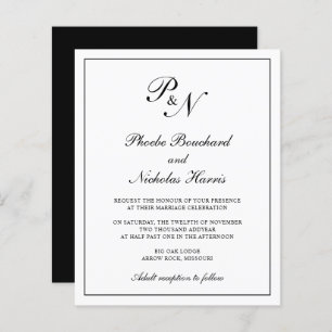 Traditional Monogram Budget Wedding Invitation