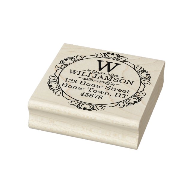 Traditional Monogram Circle Return Address Rubber Stamp (Stamp)