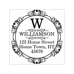 Traditional Monogram Circle Return Address Self-inking Stamp