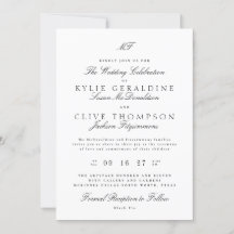 Traditional Monogram Classic Black White Wedding