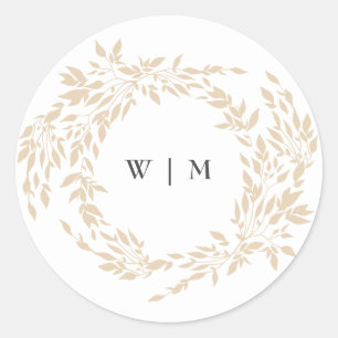 traditional Monogram Crest Classic Elegant Wedding Classic Round Sticker