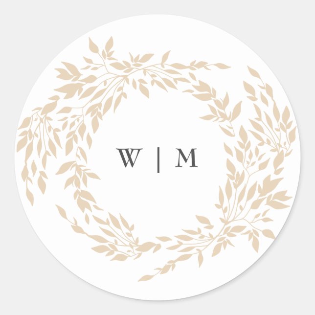 traditional Monogram Crest Classic Elegant Wedding Classic Round Sticker (Front)