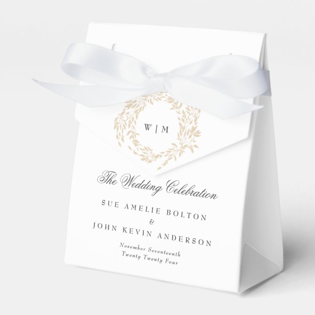 traditional Monogram Crest Classic Elegant Wedding Favor Box (Front Side)