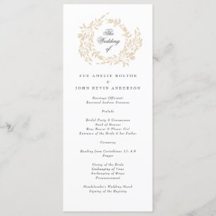 traditional Monogram Crest Classic Elegant Wedding Program