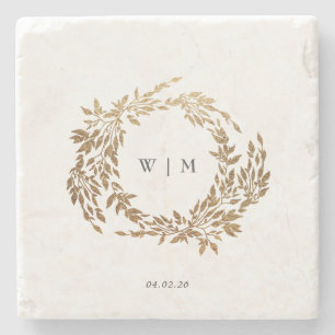 traditional Monogram Crest Classic Elegant Wedding Stone Coaster