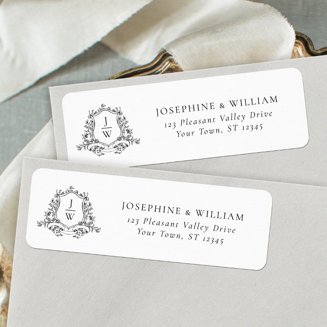 Traditional Monogram Crest Wedding Return Address (Creator Uploaded)