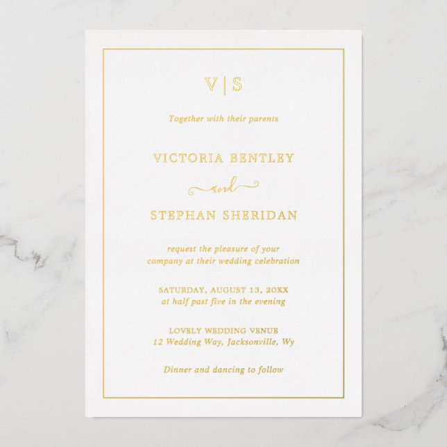 Traditional Monogram Elegant Wedding (Front)