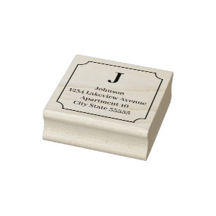 Traditional Monogram Initial Return Address Rubber Stamp