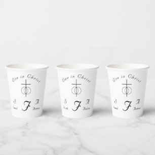 Traditional Monogrammed Catholic Wedding Paper Cups