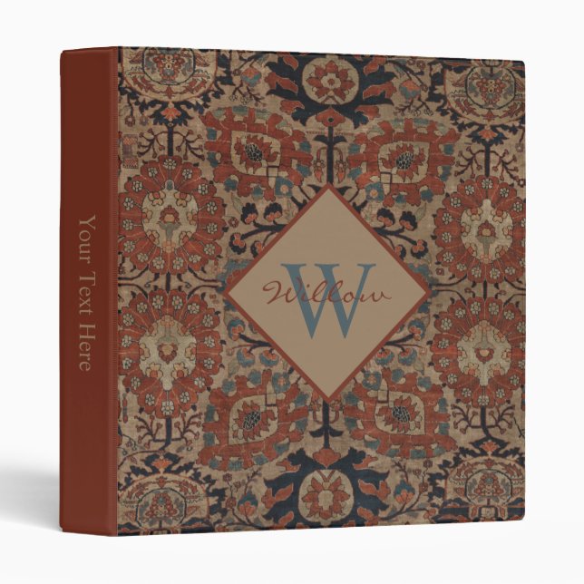 Traditional Monogrammed Oriental Persian Pattern  Binder (Front/Spine)