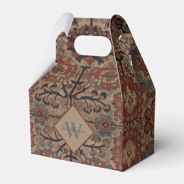 Traditional Monogrammed Oriental Persian Pattern Favor Box (Front Side)