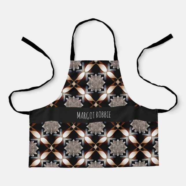 Traditional Moroccan Brown Geometric Pattern Apron (Front)