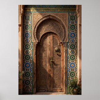 Traditional Moroccan door poster and mosaic