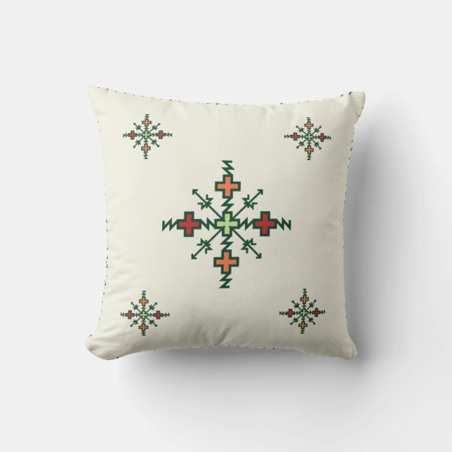 Traditional Moroccan Embroidery | Fassi Embroidery Throw Pillow (Front)