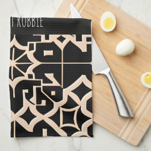 Traditional Moroccan Texture Beige Modern Pattern Kitchen Towel