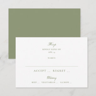 Traditional Moss Green Wedding RSVP Card