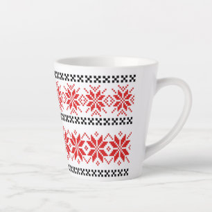 Traditional Motif, Romanian Traditional Motif  Latte Mug