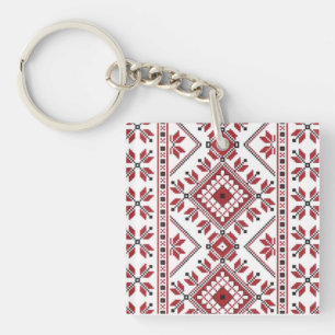 Traditional Motif, Romanian Traditional Motif T-S Keychain