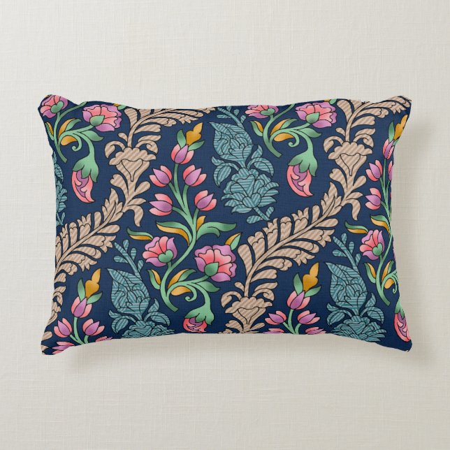 Traditional Mughal Allover Designart,pattern,flora Accent Pillow (Front)