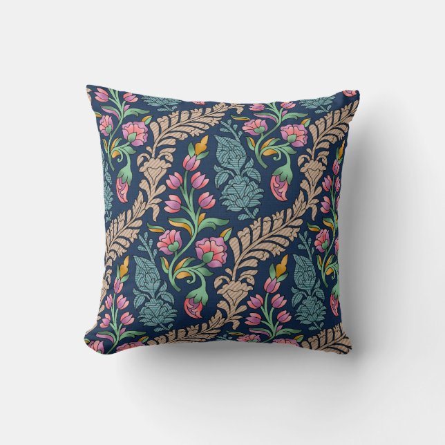 Traditional Mughal Allover Designart,pattern,flora Throw Pillow (Front)