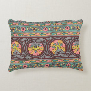 Traditional Mughal Border art,pattern,flower,geome Accent Pillow