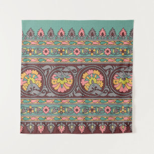 Traditional Mughal Border art,pattern,flower,geome Tapestry