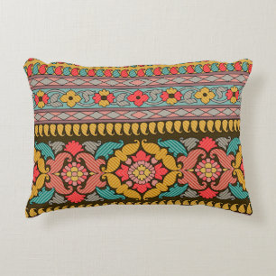 Traditional Mughal Border Designart,ethnic,fabric, Accent Pillow