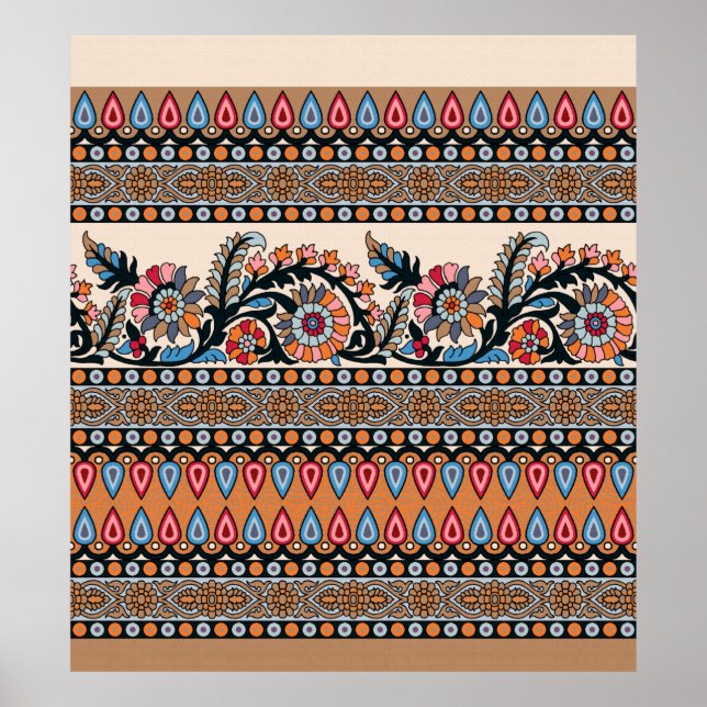 Traditional Mughal Border Designart, seamless, afr Poster (Front)