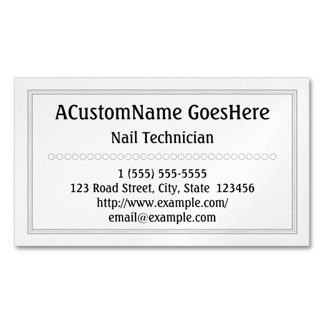 Traditional Nail Technician Magnetic Business Card (Front)