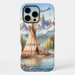 Traditional Native Indian Teepee Nature Scene Digi iPhone 16 Pro Max Case