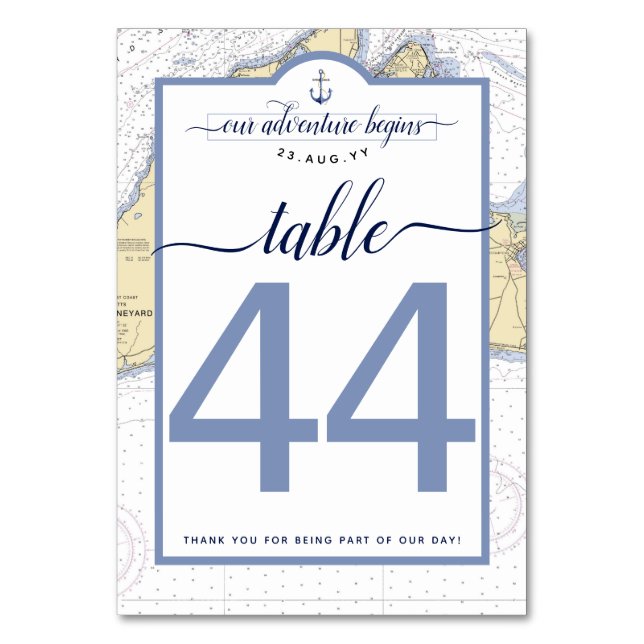 Traditional Nautical Martha's Vineyard | 40s Table Number (Front)