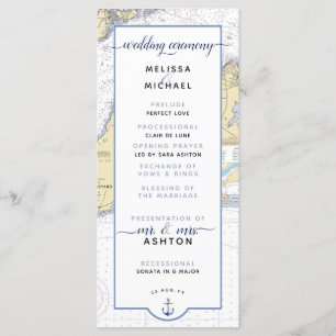 Traditional Nautical Martha's Vineyard Wedding Program