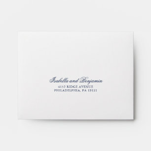 Traditional Navy Blue Formal Elegant RSVP Wedding Envelope