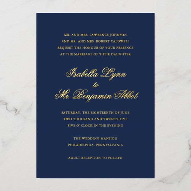 Traditional Navy Blue Formal Elegant Wedding (Front)