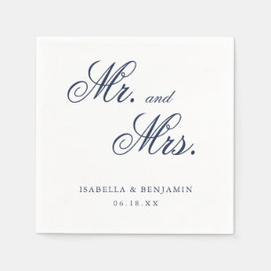 Traditional Navy Blue Formal Elegant Wedding Napkin