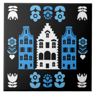 Traditional Netherlands Folk Art Print Tile